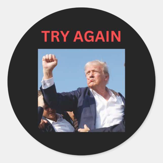 Trump versucht es noch einmal runder aufkleber (Vorderseite)