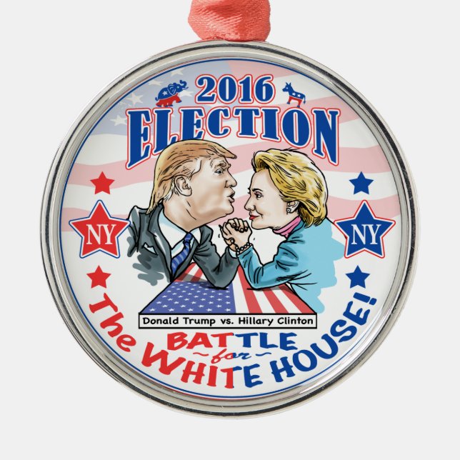 Trump versus Hillary 2016 Ornament Aus Metall (Vorne)