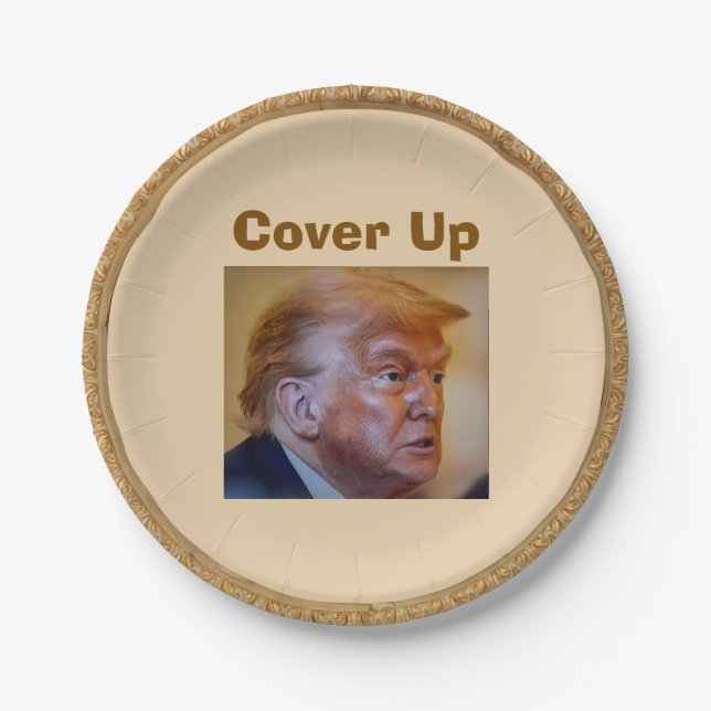 Trump/Vertuschung Papierplatte Pappteller (Vorderseite)