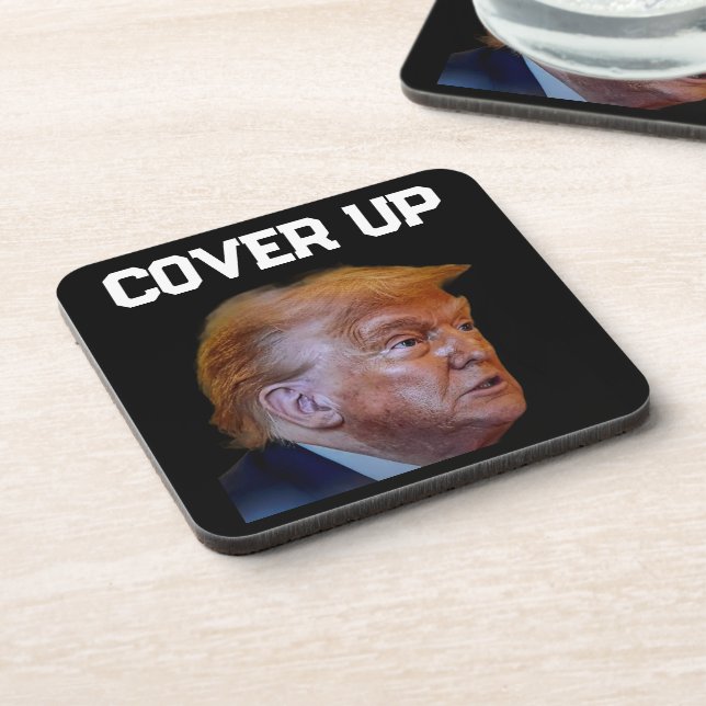 Trump Vertuschungs-Bierdeckel Getränkeuntersetzer (Linke Seite)