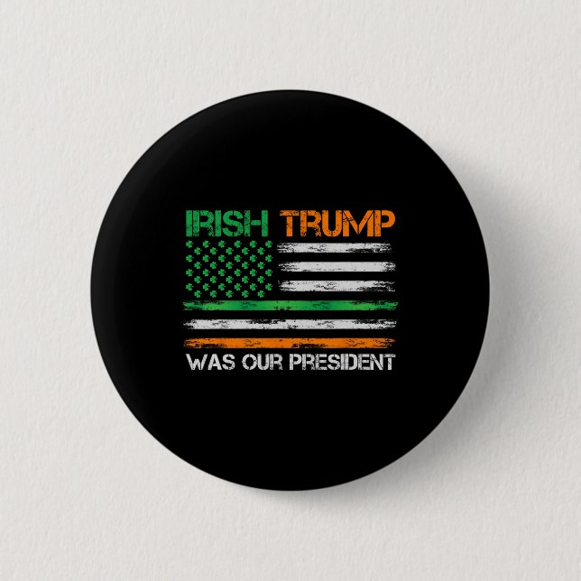 Trump war unser Präsident St Patricks Day Usa Flag Button (Vorderseite)