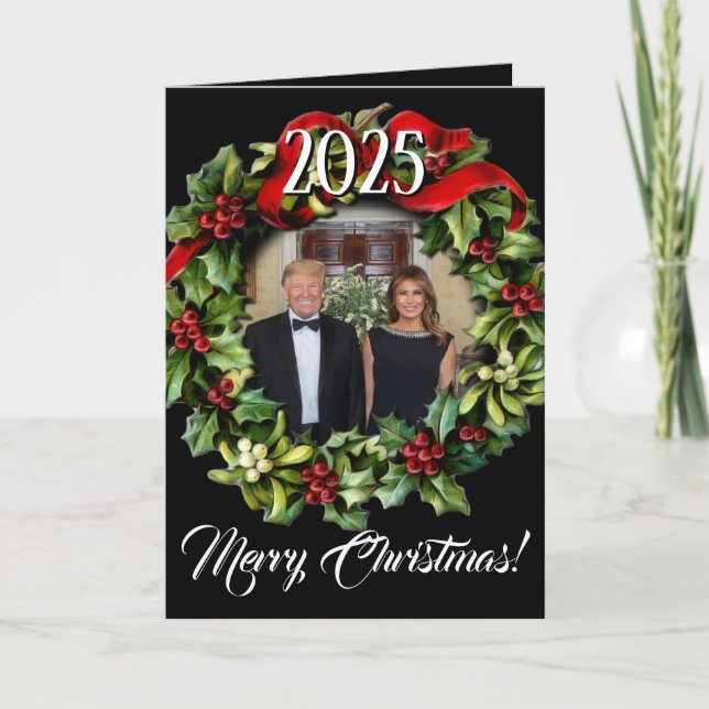 Trump Weihnachten 2021 Wreath Foto Holiday Gruß (Vorderseite)