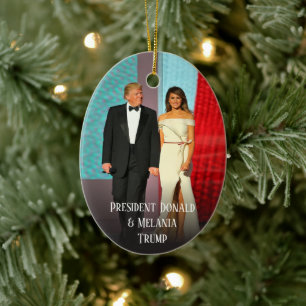 Trump Weihnachts-Elegant Donald und Melania Keramik Ornament