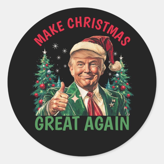 Trump Weihnachtskleber, machen Weihnachten wieder  Runder Aufkleber (Vorderseite)