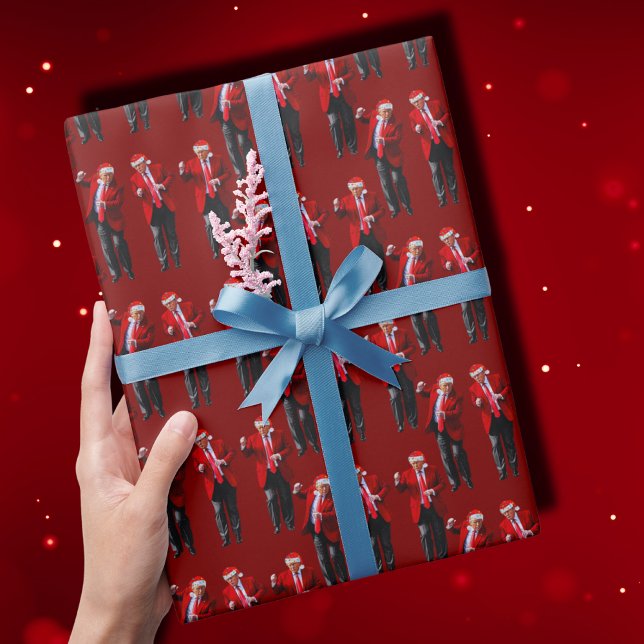 Trump Weihnachtsmannmütze Dance Weihnachten | Trum Geschenkpapier (Von Creator hochgeladen)