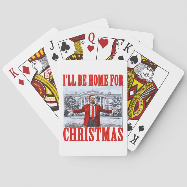 Trump-Weihnachtsmannmütze | Ich bin zu Weihnachten Spielkarten (Rückseite)