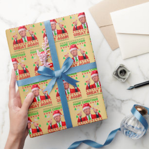 Trump-Weihnachtsmannmütze - Weihnachten wieder gro Geschenkpapier