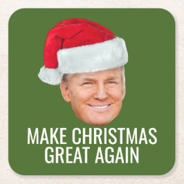 Trump-Weihnachtsmannmütze - Weihnachten wieder zum Rechteckiger Pappuntersetzer