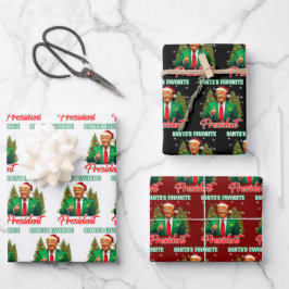 Trump Weihnachtsmannmütze Wrap | Der Lieblingspräs Geschenkpapier Set