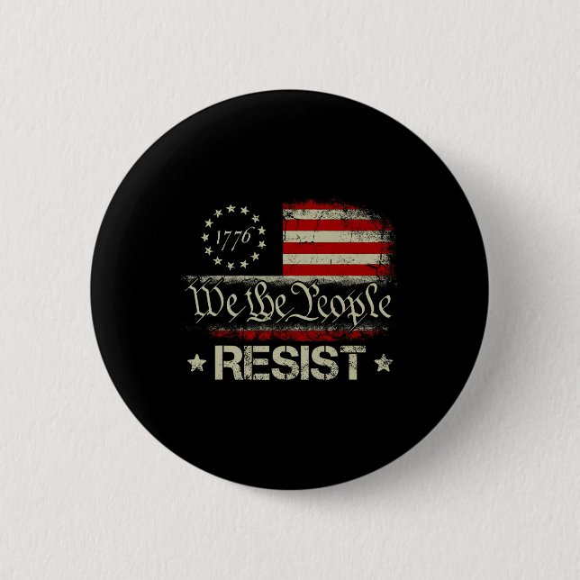 Trump widerstehen und protestieren bedrängte US-Fl Button (Vorderseite)