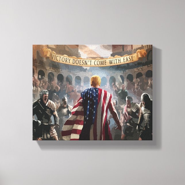 Trump wird als Gladiator in einem antiken römische Leinwanddruck (Vorderseite)