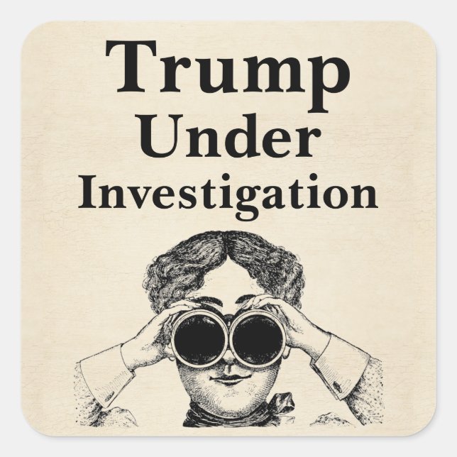 Trump wird untersucht quadratischer aufkleber (Vorderseite)