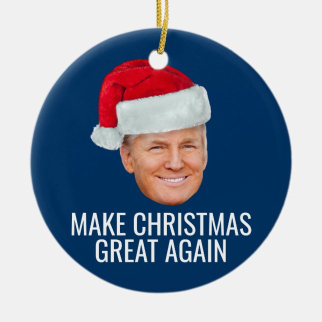 Trump with Santa Hat - Make Christmas Great Again Keramik Ornament (Vorne)