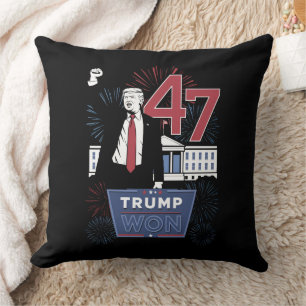 Trump Won 2024 Präsident 47 Amerika USA Kissen