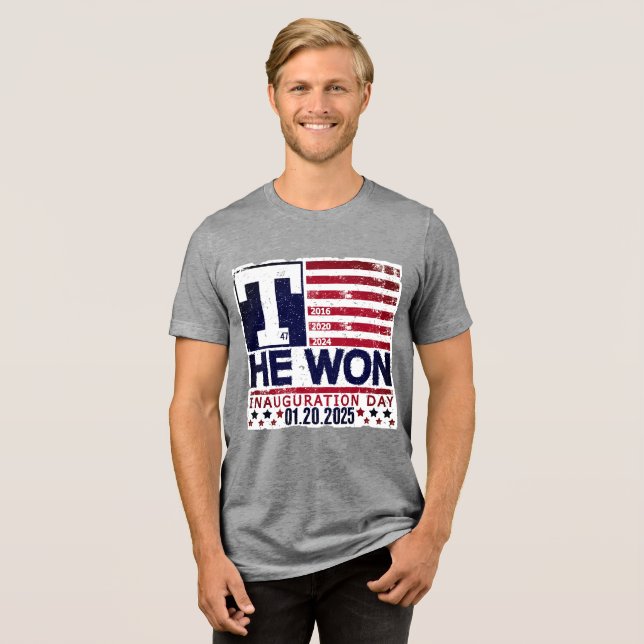 Trump Won 2024 Tri-Blend Shirt (Vorderseite voll)