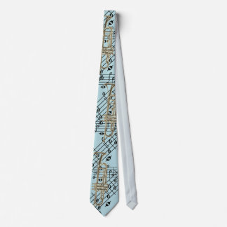 Trumpet And Music Notes On Blue Krawatte