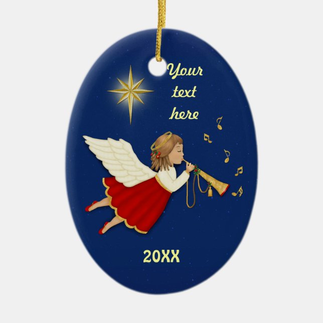 Trumpet Angel Keramik Ornament (Vorne)