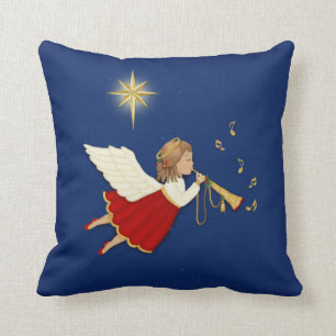 Trumpet Angel und Weihnachtsstern Kissen