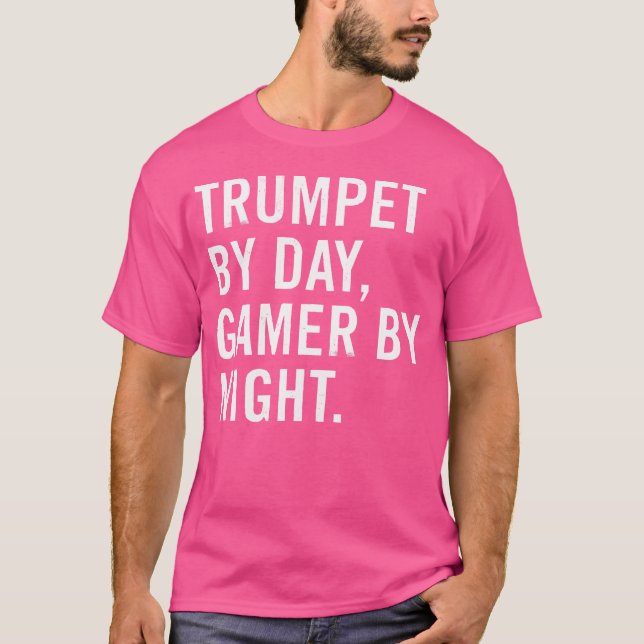 Trumpet By Day Gamer By Night 	 - Unisex Adultskid T-Shirt (Vorderseite)