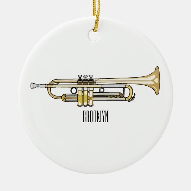 Trumpet-Cartoon-Abbildung Keramik Ornament (Vorne)