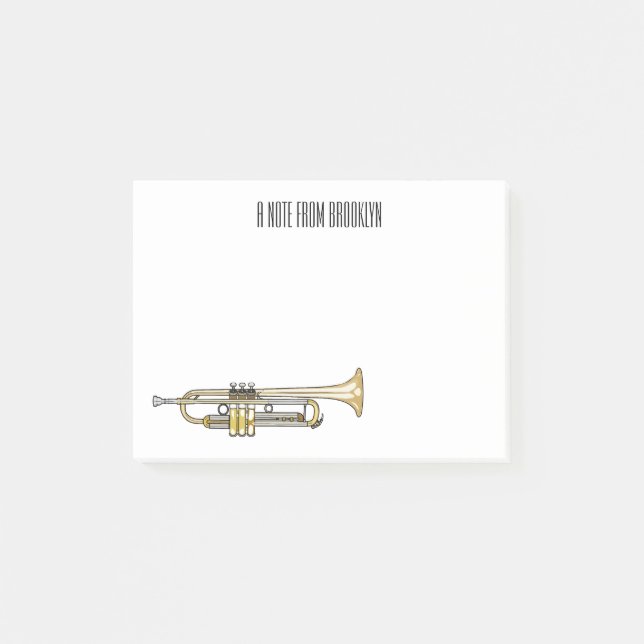 Trumpet-Cartoon-Abbildung Post-it Klebezettel (Vorderseite)