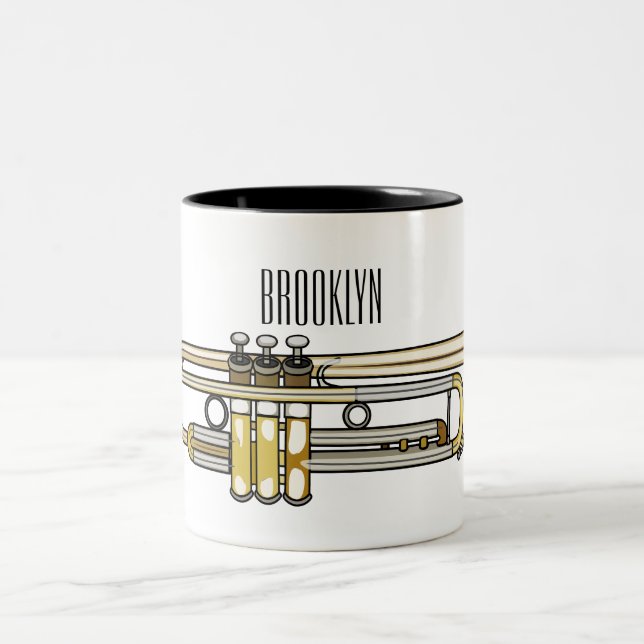 Trumpet-Cartoon-Abbildung Zweifarbige Tasse (Mittel)