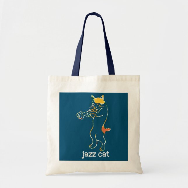 Trumpet Cat Jazz Cat Cat Trumpeter Cat Trumpet Tragetasche (Vorne)
