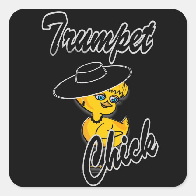 Trumpet Chick #4 Quadratischer Aufkleber (Vorderseite)
