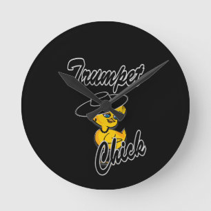 Trumpet Chick #4 Runde Wanduhr