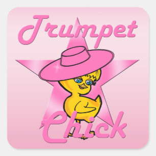 Trumpet Chick #8 Quadratischer Aufkleber