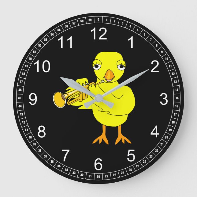 Trumpet Chick Große Wanduhr (Vorderseite)