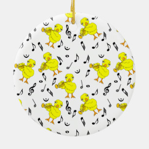 Trumpet Chick Musiknoten Keramik Ornament