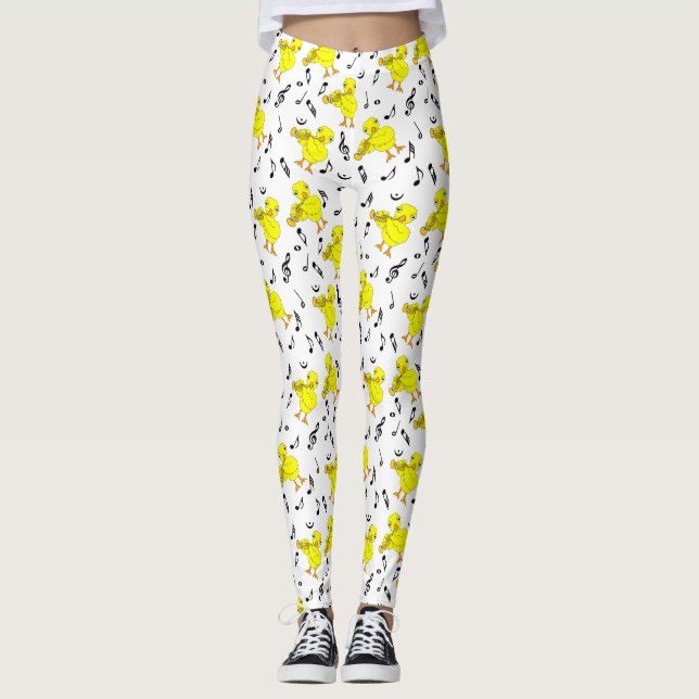 Trumpet Chick Musiknoten Leggings (Vorderseite)