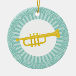 Trumpet Fun Turquoise Swirl Music Keramik Ornament