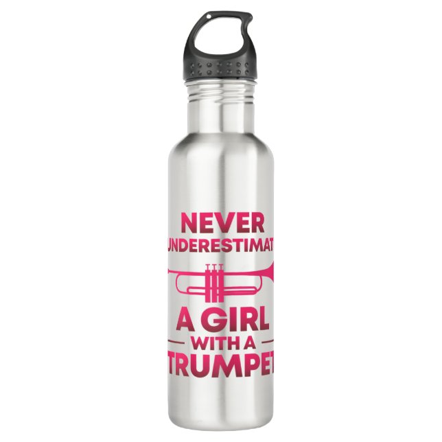 Trumpet Girl Funny Trumpet Player Geschenk Marchin Edelstahlflasche (Vorderseite)