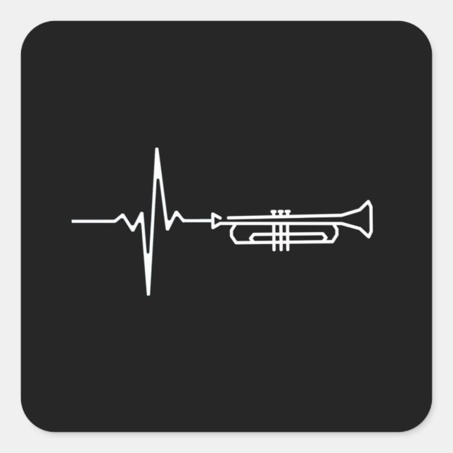 Trumpet Heartbeat Quadratischer Aufkleber (Vorderseite)