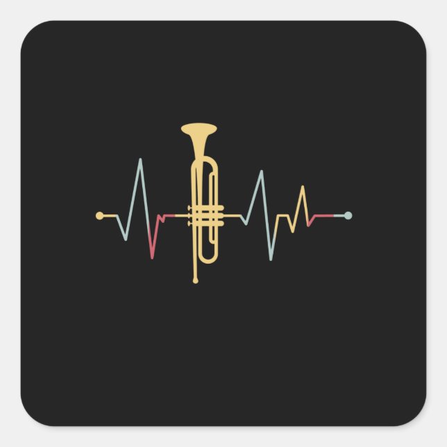 Trumpet Heartbeat Quadratischer Aufkleber (Vorderseite)