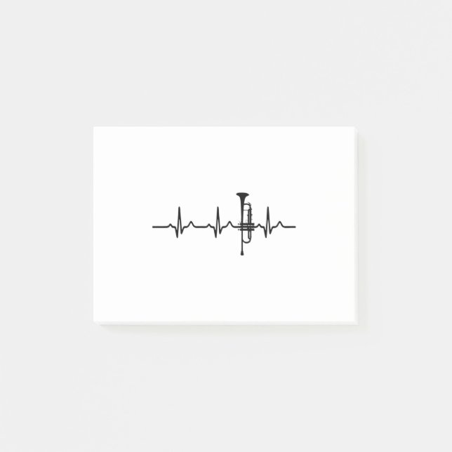 Trumpet Heartbeat - Trumpet-Shirt für Trumpet Play Post-it Klebezettel (Vorderseite)