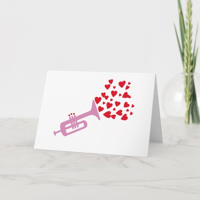 Trumpet Hearts Feiertagskarte (Vorderseite)