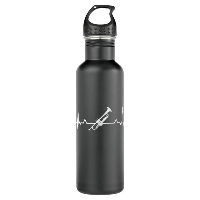 Trumpet Jazz Music Heartbeat Funny Gift Edelstahlflasche (Vorderseite)