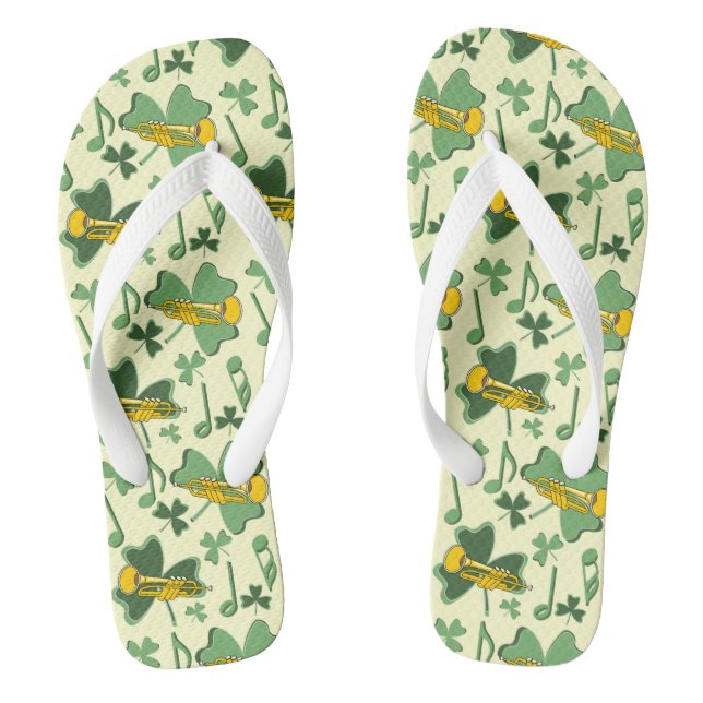 Trumpet Kleeblatt Musiknoten Flip Flops (Fußbett)