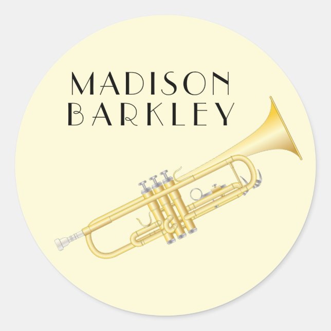 Trumpet Musician Band Teacher Oval Sticker (Devant)