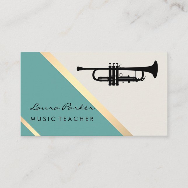 Trumpet Musiker Musiklehrer Retro Gold Visitenkarte (Vorderseite)