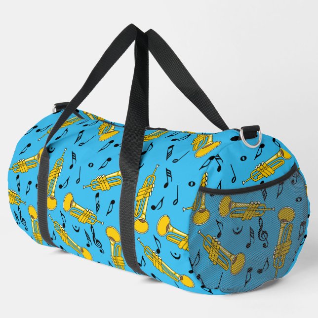 Trumpet Musiknoten Pattern Duffle Bag (Rechte Ecke)