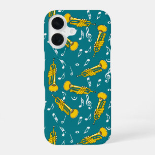 Trumpet Musiknoten Pattern iPhone 16 Hülle