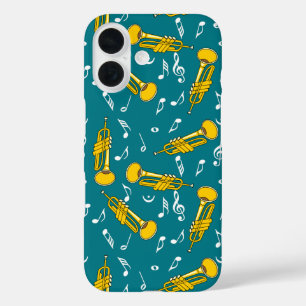 Trumpet Musiknoten Pattern iPhone 16 Hülle