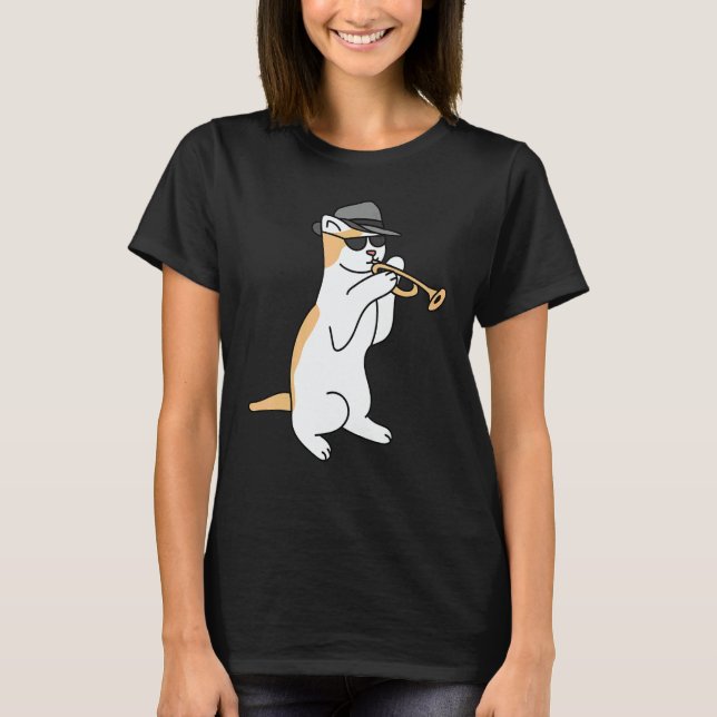 Trumpet Player Cat Jazz T-Shirt (Vorderseite)