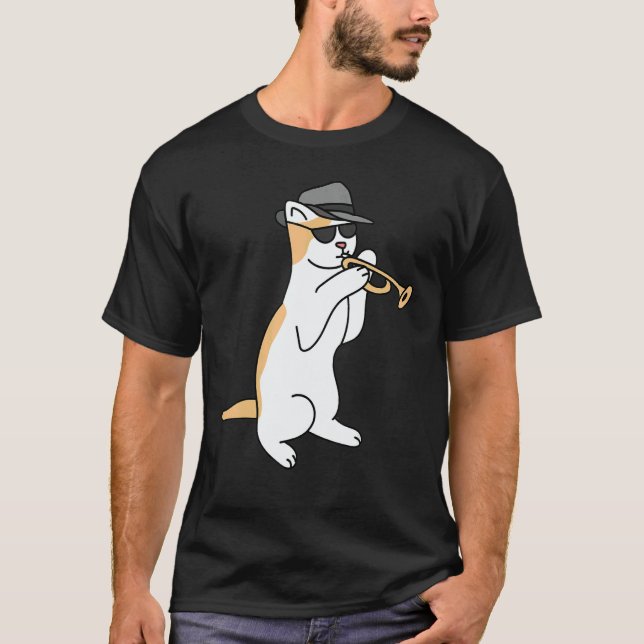 Trumpet Player Cat Jazz T-Shirt (Vorderseite)