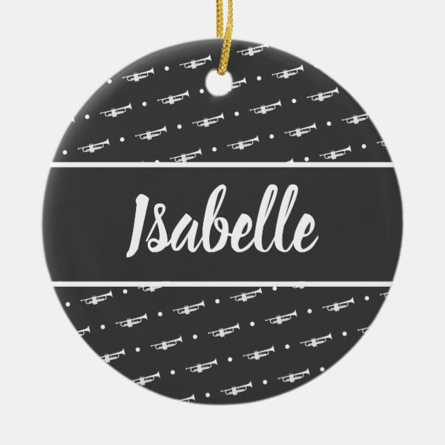 Trumpet Player Gift Personalisiert Musiker Black Keramik Ornament (Vorne)