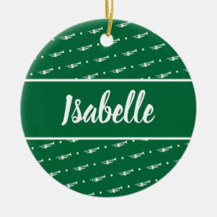 Trumpet Player Gift Personalisiert Musiker Green Keramik Ornament